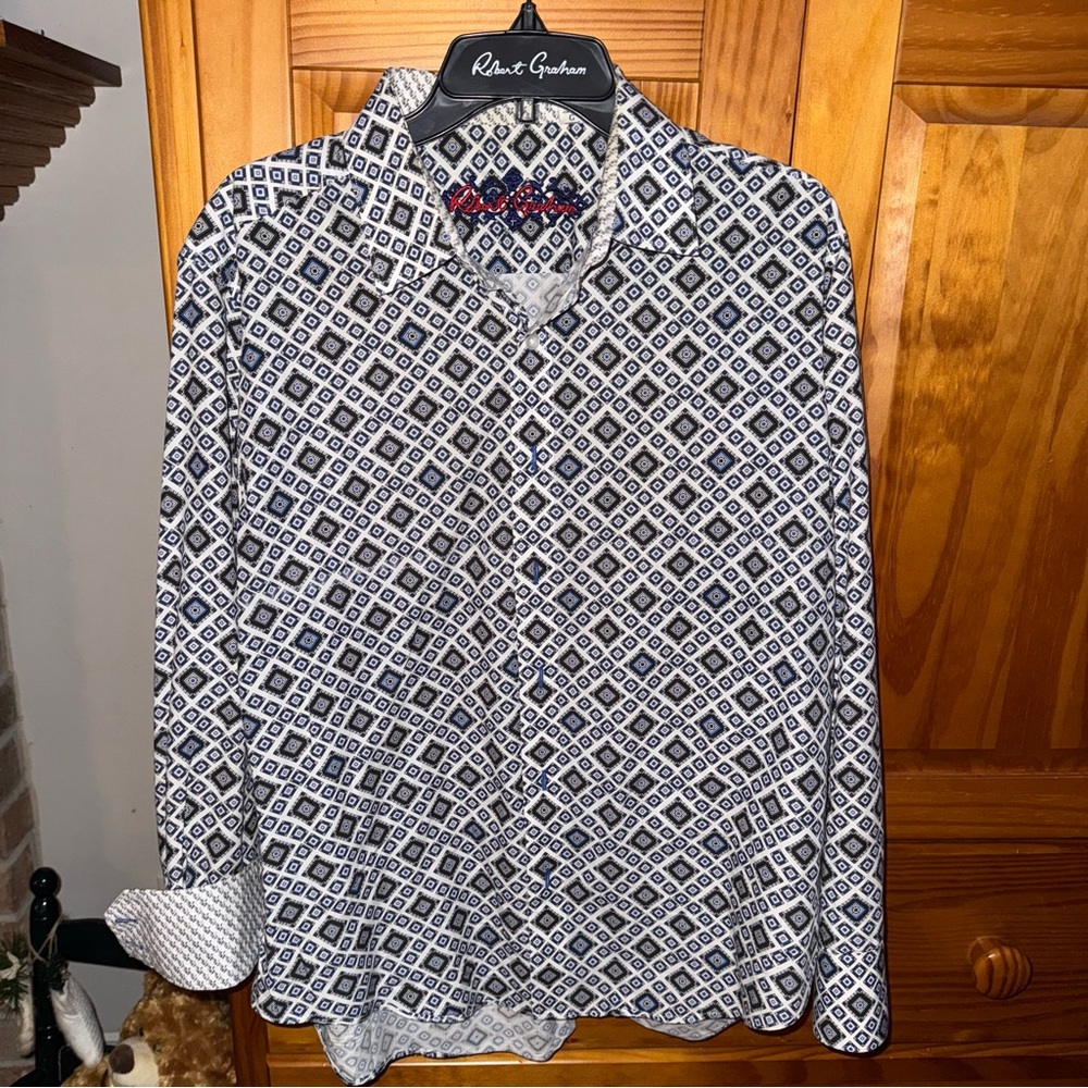 Robert Graham Men's Blue Patterned Shirt